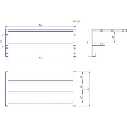 Porte-serviettes pour radiateur de salle de bains HF SHEFFIELD 52x25,6 cm, noir