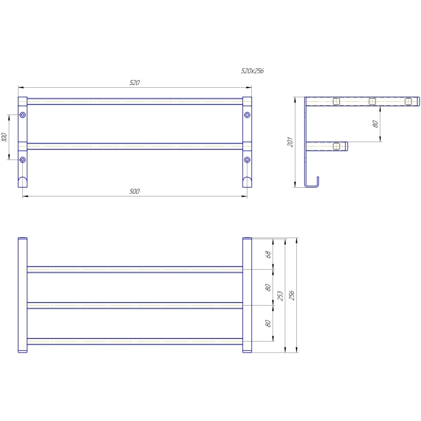 Porte-serviettes pour radiateur de salle de bains HF SHEFFIELD 52x25,6 cm, noir