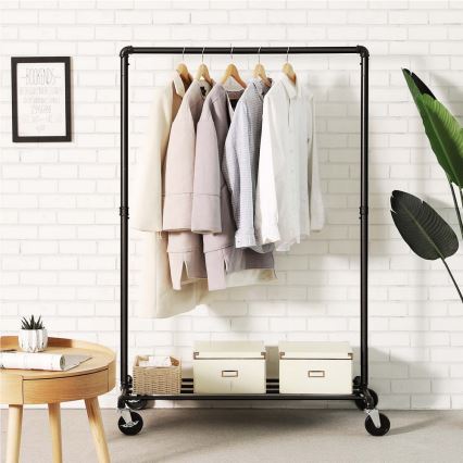 Porte-vêtements mobile sur roulettes LINEA, noir