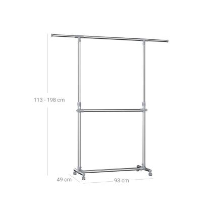 Porte‑manteau mobile sur pied LINEA, finition argentée