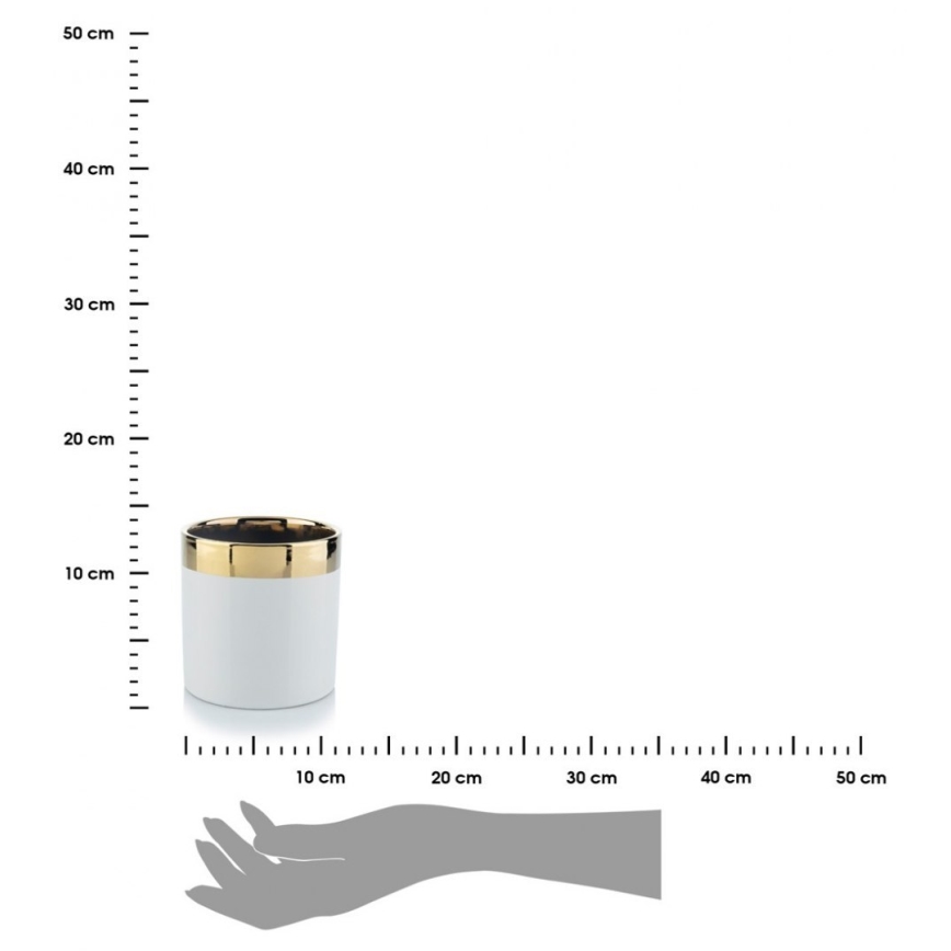 Pot de fleurs en céramique CINDY 11x11 cm blanc/doré