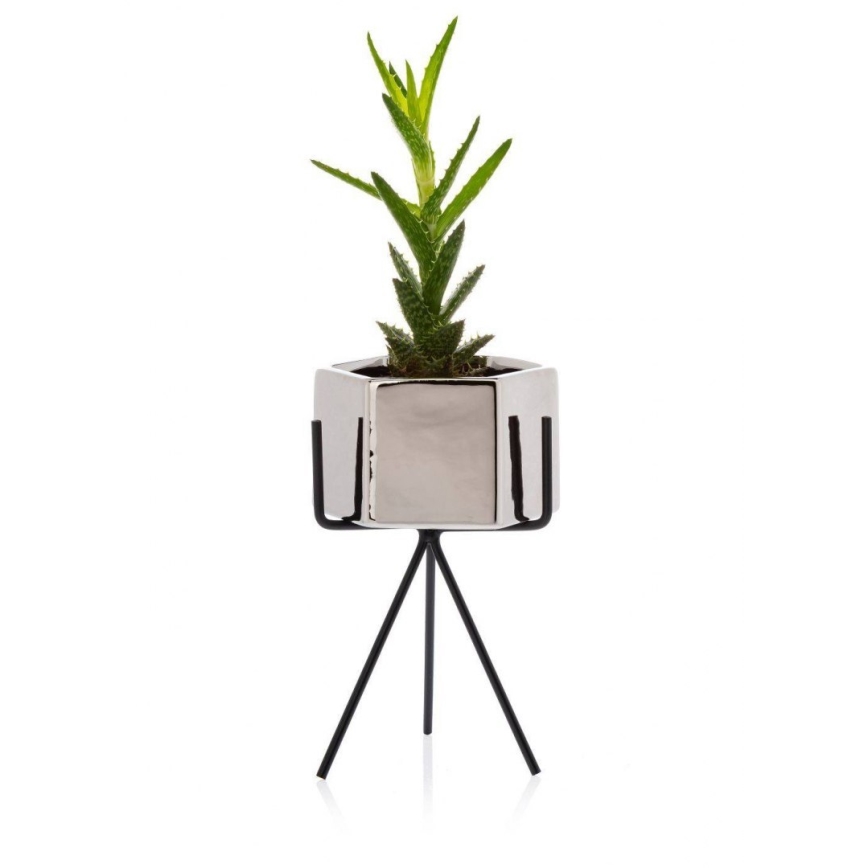 Pot de fleurs en céramique SASHI 18,2x10,7 cm argenté