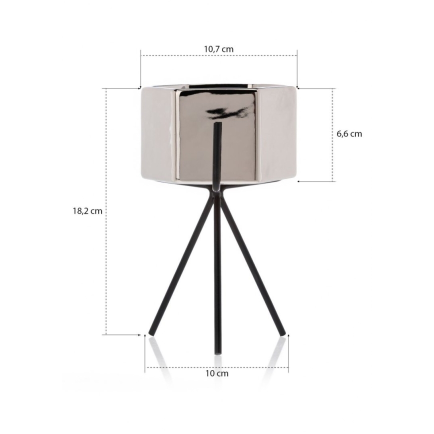 Pot de fleurs en céramique SASHI 18,2x10,7 cm argenté