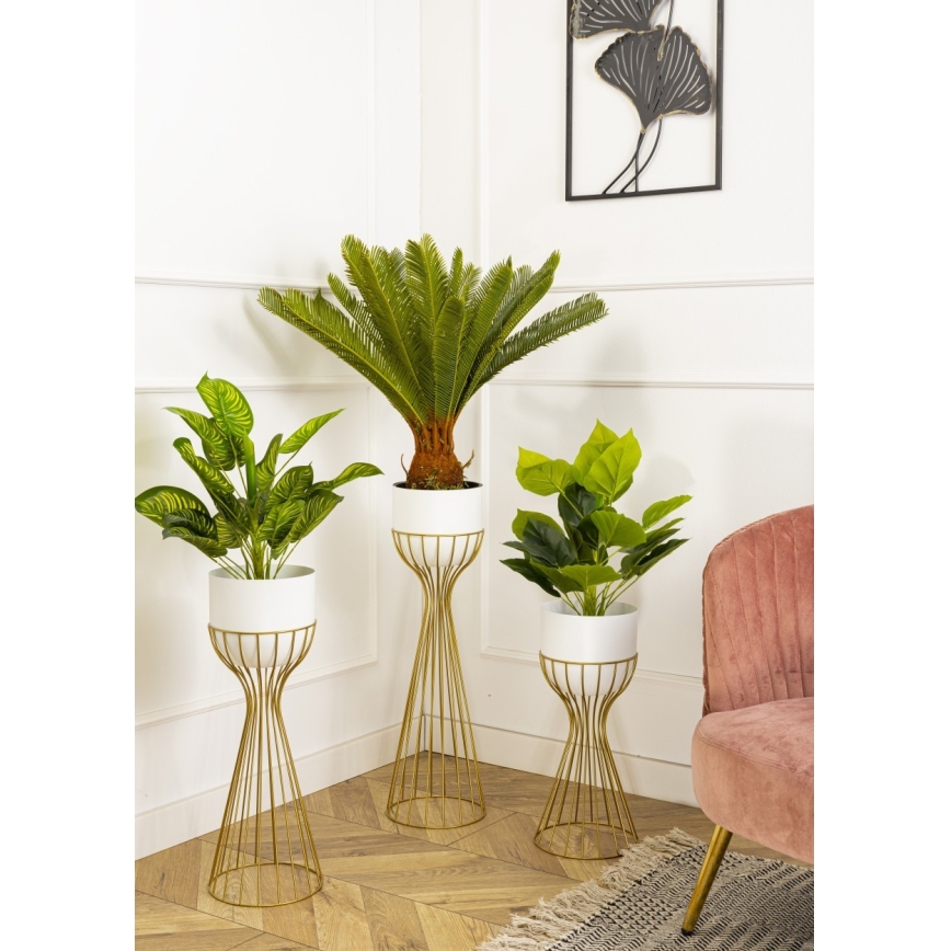 Pot de fleurs en métal LOFT 56x20 cm doré/blanc