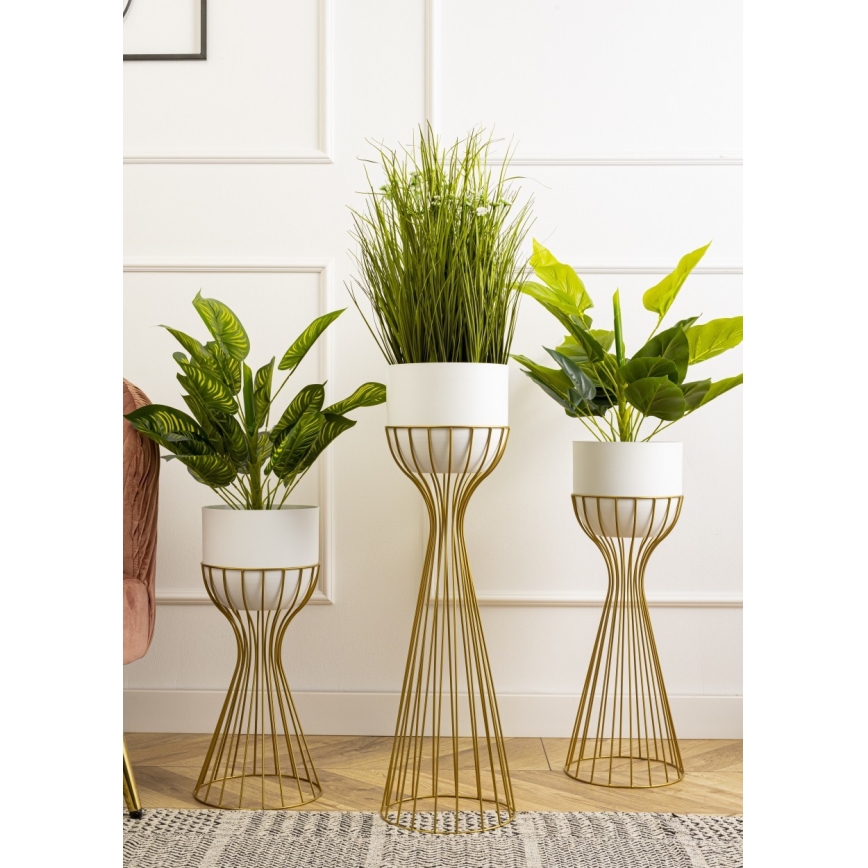 Pot de fleurs en métal LOFT 56x20 cm doré/blanc