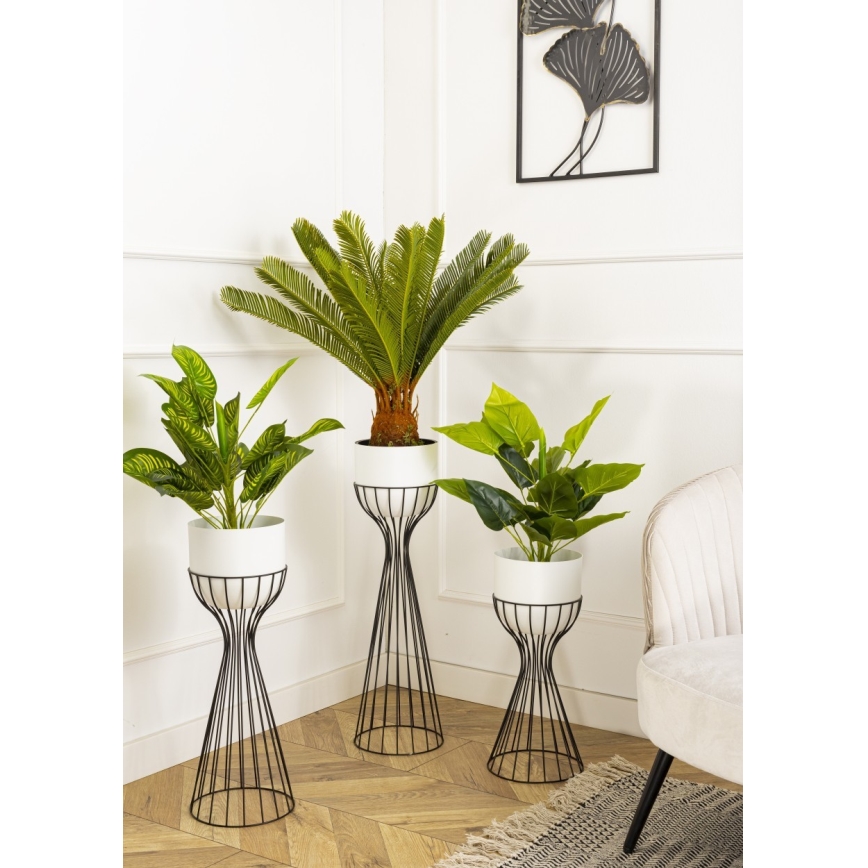 Pot de fleurs en métal LOFT 68x20 cm noir/blanc