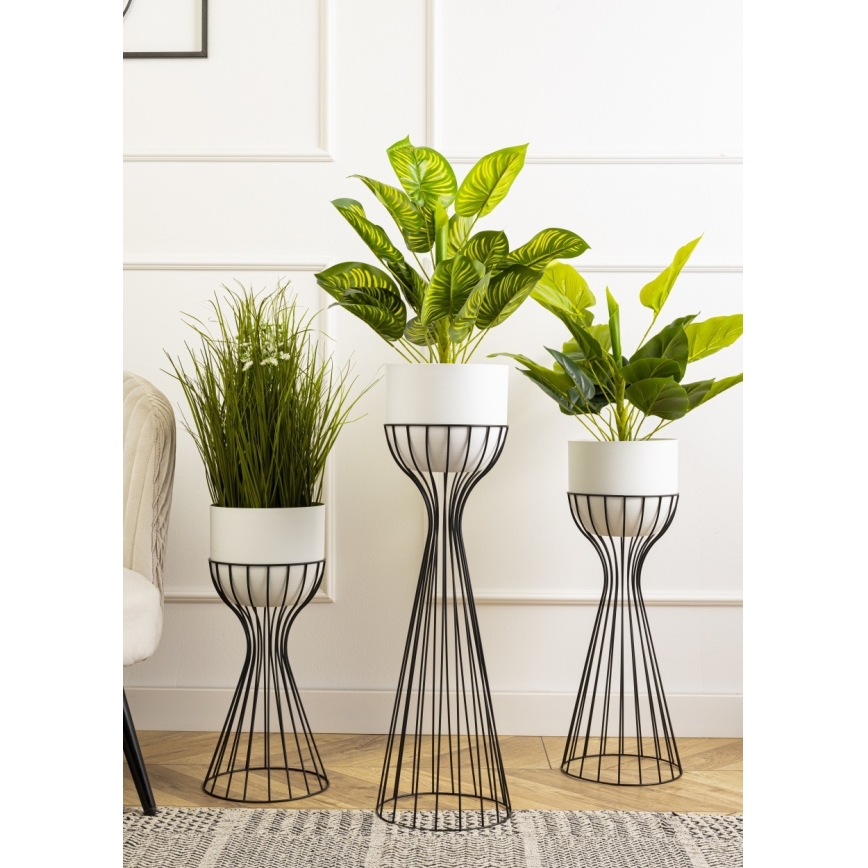Pot de fleurs en métal LOFT 68x20 cm noir/blanc