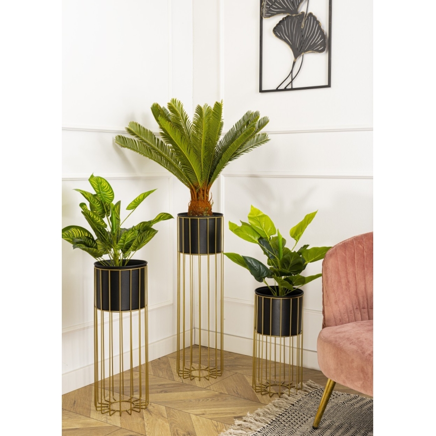 Pot de fleurs en métal LOFT 70x20 cm doré/noir