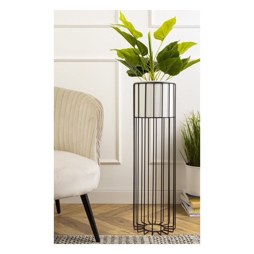 Pot de fleurs en métal LOFT 70x20 cm noir/blanc