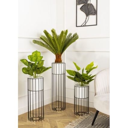 Pot de fleurs en métal LOFT 70x20 cm noir/blanc