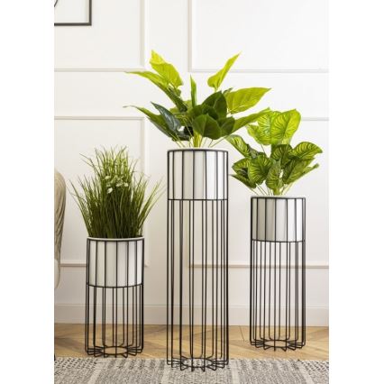 Pot de fleurs en métal LOFT 70x20 cm noir/blanc