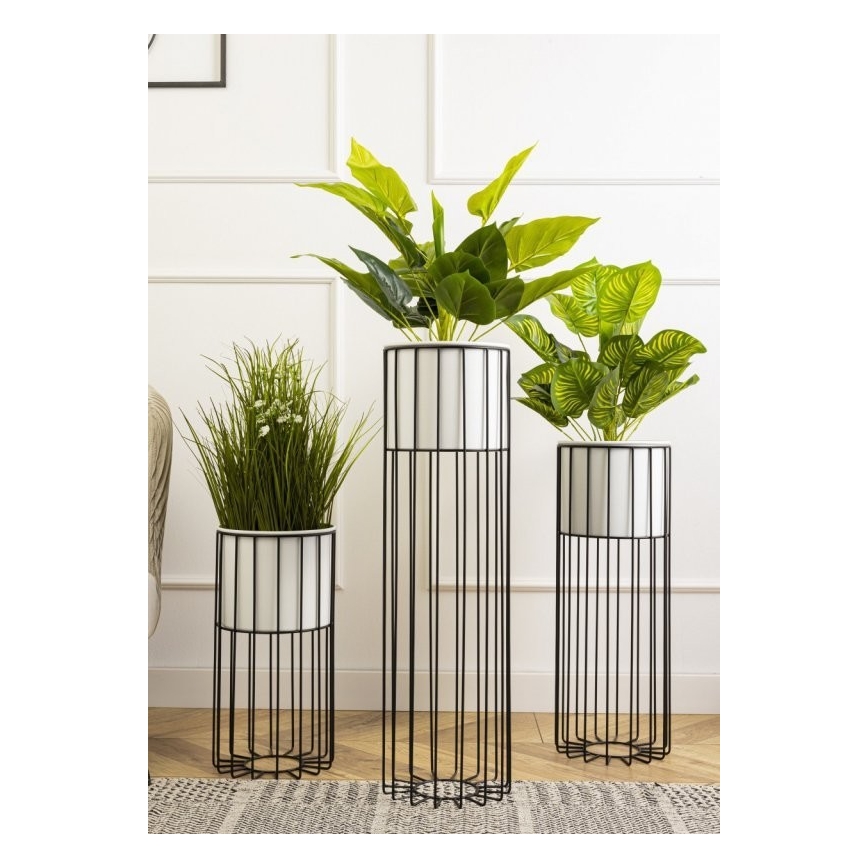 Pot de fleurs en métal LOFT 70x20 cm noir/blanc