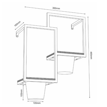 Pot de fleurs mural 46x36cm doré