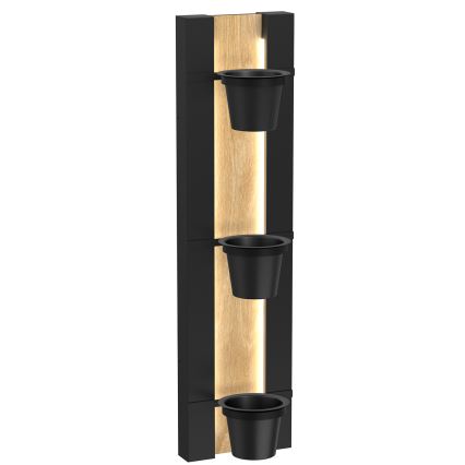 Pot de fleurs mural avec éclairage LED SHELF 90x18 cm noir/chêne