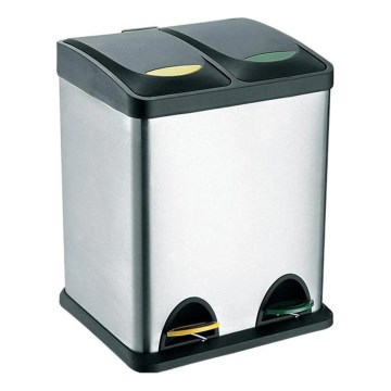 Poubelle pour le tri des déchets 16 l noir/acier inoxydable