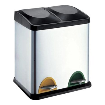 Poubelle pour le tri des déchets 30 l noir/acier inoxydable