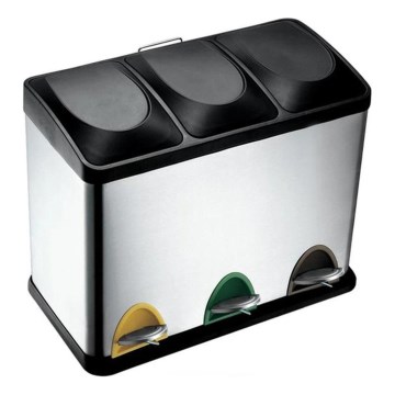 Poubelle pour le tri des déchets 45 l noir/acier inoxydable