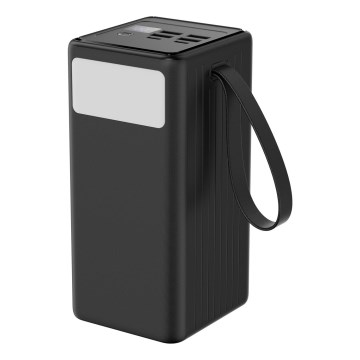 Power Bank 60000 mAh 20W Power Delivery 4xUSB-A + 2xUSB-C avec lampe LED et câble USB-C de 1m noir