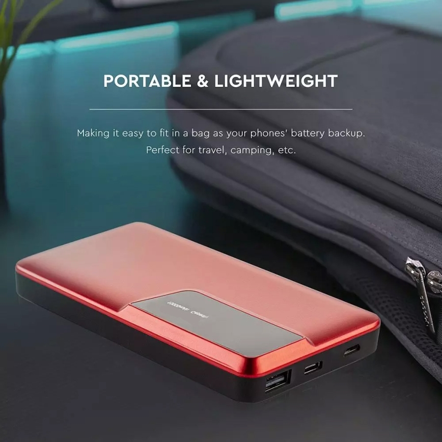 Power Bank avec écran 10000mAh/3,7V rouge