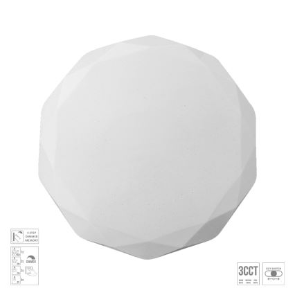 Prezent 71338 - Plafonnier LED dimmable IRIDIO, 30 W, 230 V, 3000/4000/6500 K, Ø 39 cm, blanc