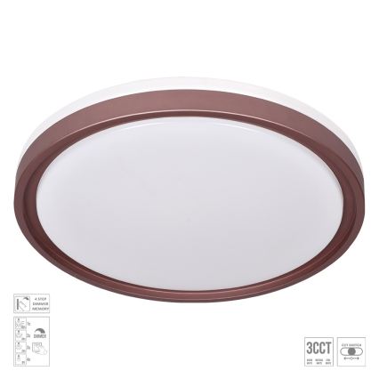 Prezent 71344 - Plafonnier LED dimmable FLOREN LED/30W/230V 3000/4000/6500K Ø 41,5 cm marron