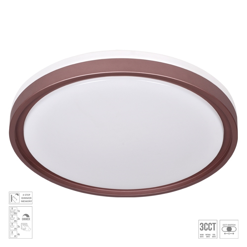 Prezent 71344 - Plafonnier LED dimmable FLOREN LED/30W/230V 3000/4000/6500K Ø 41,5 cm marron