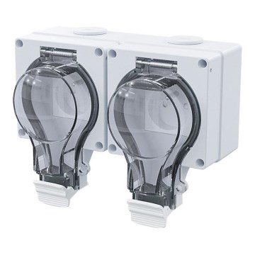 Prise double IP66 pour milieux humides 230V/16A – étanche à l'eau et à la poussière