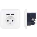Prise murale domestique avec port USB FRENCH 250V/16A