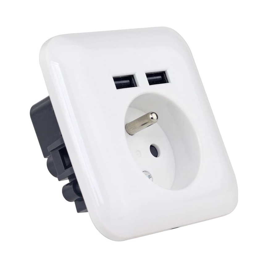Prise murale domestique avec port USB FRENCH 250V/16A