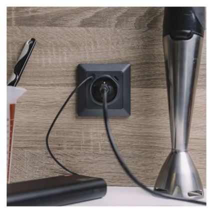 Prise murale française 250V/16A avec USB-A+USB-C, anthracite
