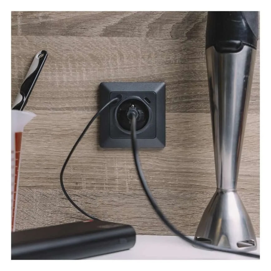 Prise murale française 250V/16A avec USB-A+USB-C, anthracite