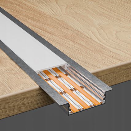 Profil à encastrer pour rubans LED 1 m, argenté/blanc