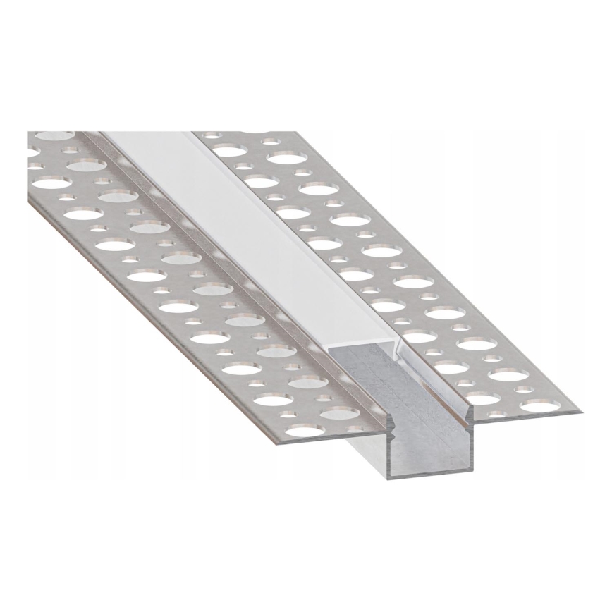 Profil encastrable pour rubans LED 1 m, coloris argenté/blanc