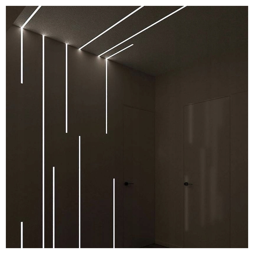 Profil encastrable pour rubans LED 1 m, coloris argenté/blanc