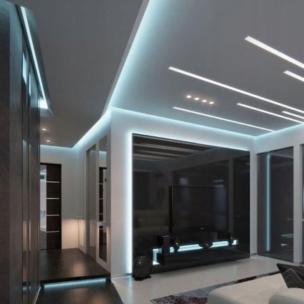 Profil encastrable pour rubans LED 1 m, coloris argenté/blanc