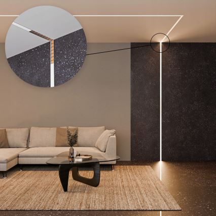 Profil encastrable pour rubans LED — 1 m, argenté/blanc