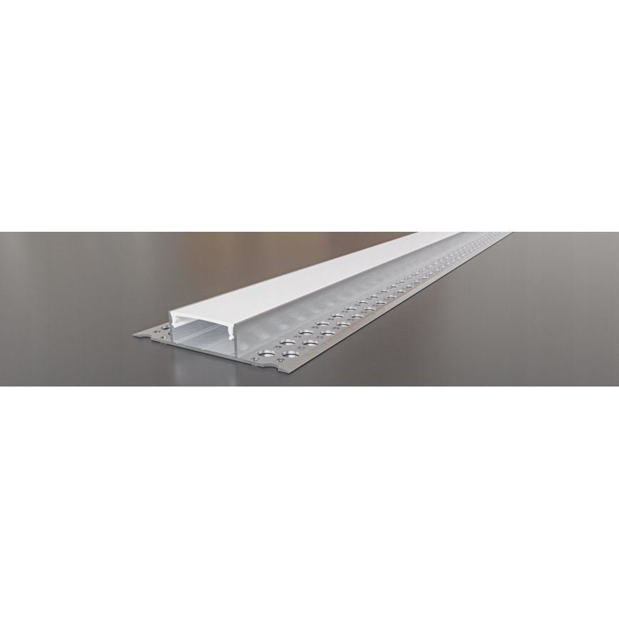 Profil encastrable pour rubans LED — 1 m, argenté/blanc