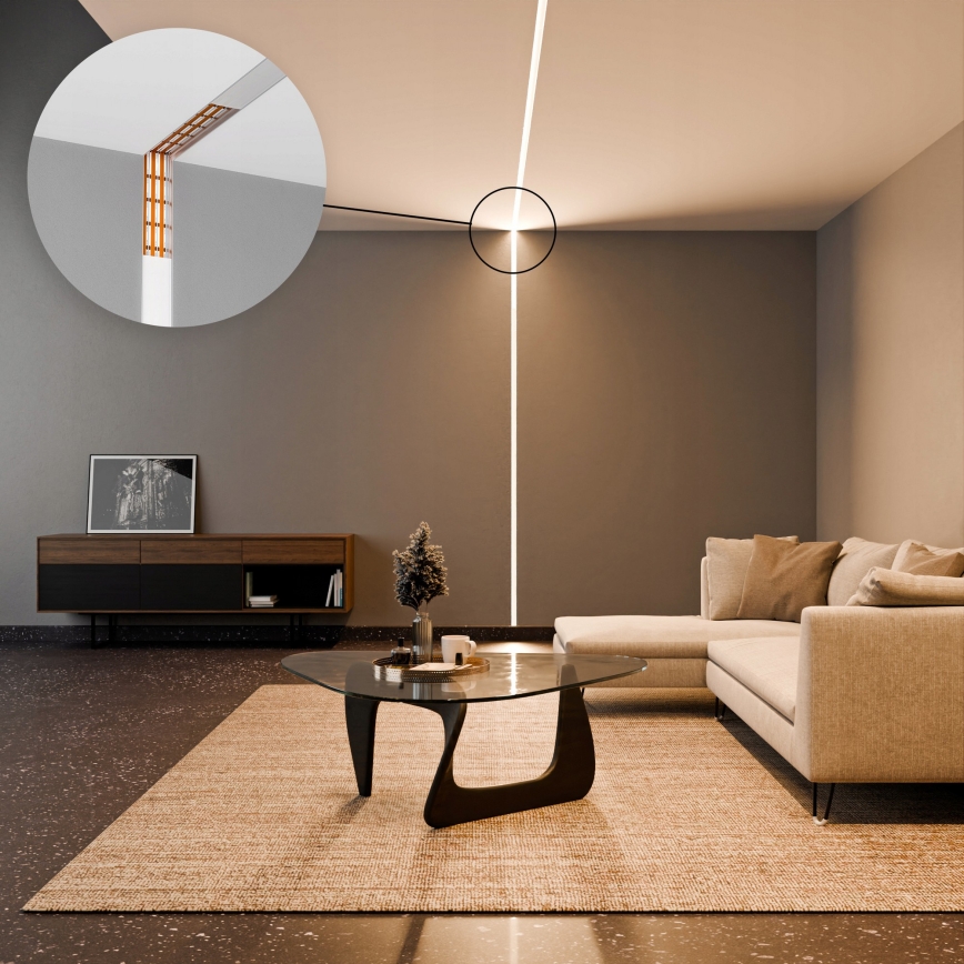 Profilé encastrable pour rubans LED 1 m argent/blanc