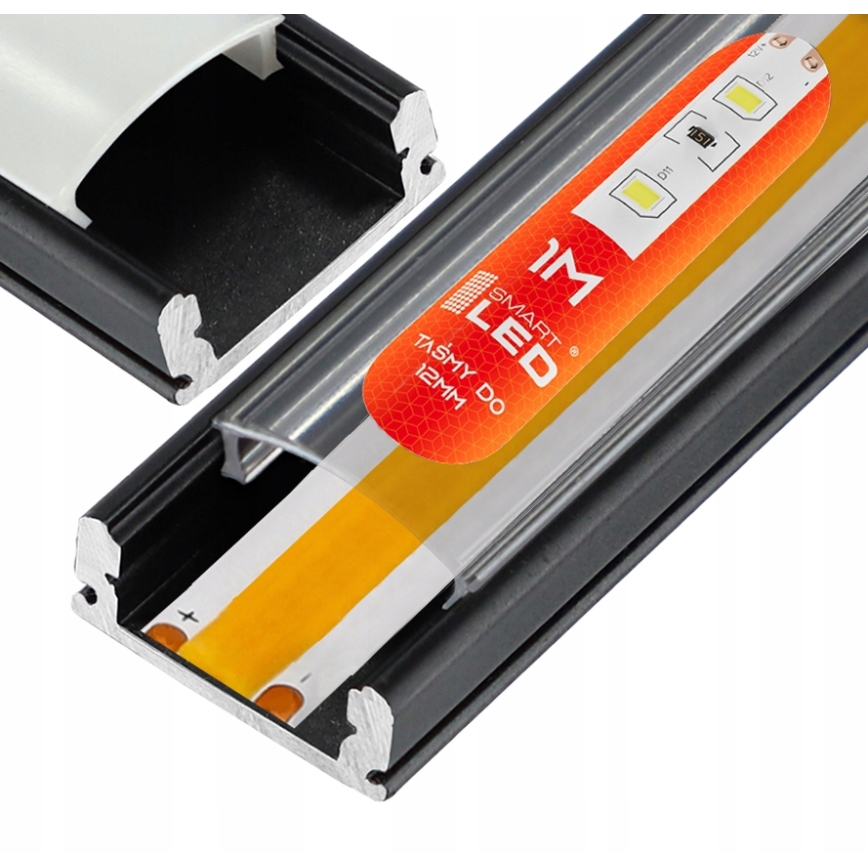 Profilé encastrable pour rubans LED, 1 m, noir/transparent
