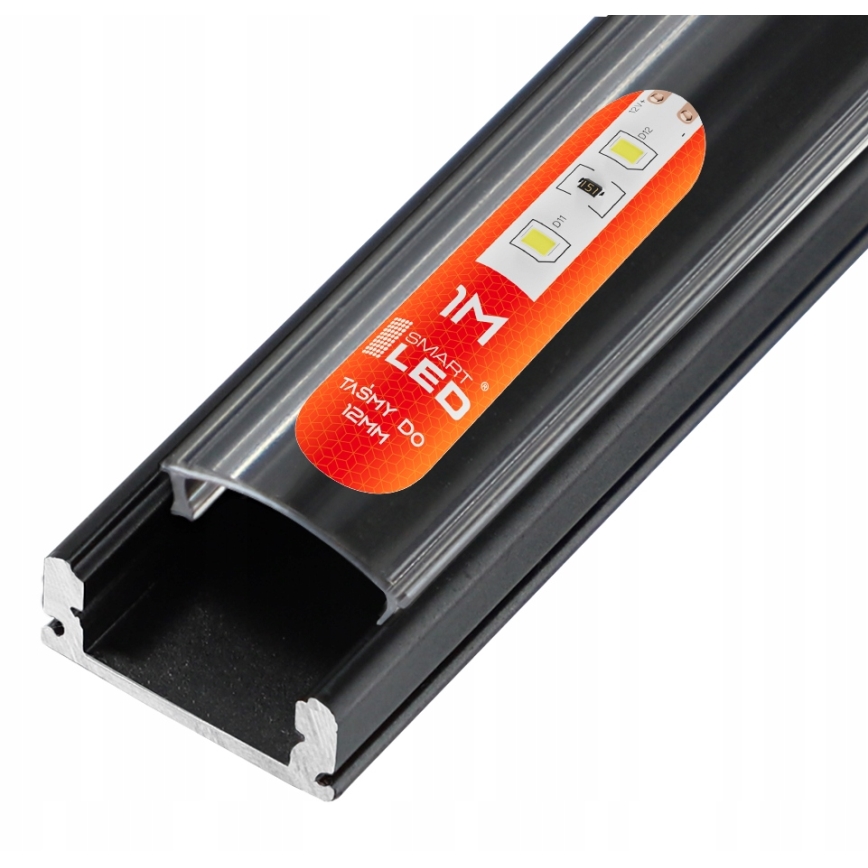 Profilé encastrable pour rubans LED, 1 m, noir/transparent