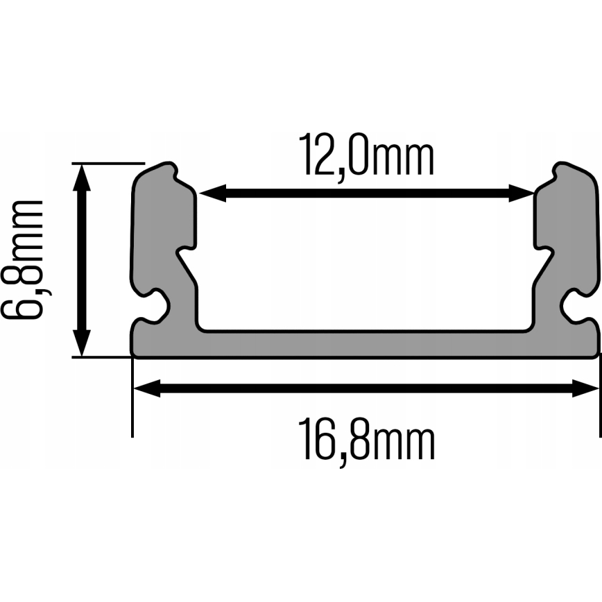 Profilé encastrable pour rubans LED, 1 m, noir/transparent