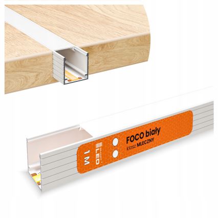 Profilé encastrable pour rubans LED de 1 m, blanc