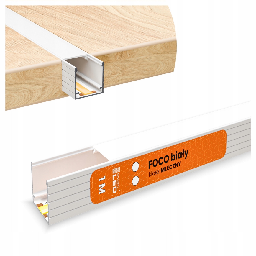Profilé encastrable pour rubans LED de 1 m, blanc