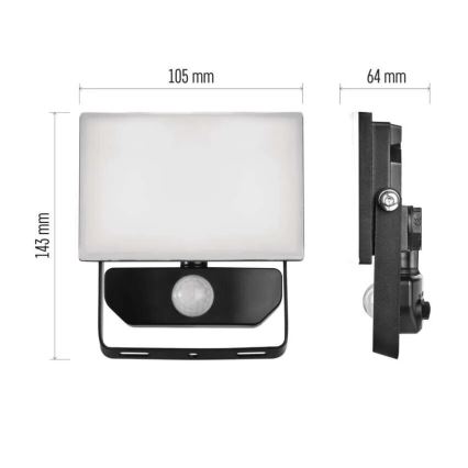Projecteur avec détecteur TAMBO LED/10W/230V 4000K IP54