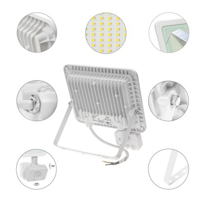 Projecteur d'extérieur avec détecteur NOCTIS LUX 2 LED/50W/230V 3000K IP44 blanc
