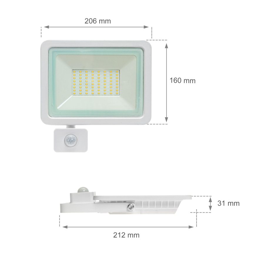 Projecteur d'extérieur avec détecteur NOCTIS LUX 2 LED/50W/230V 3000K IP44 blanc