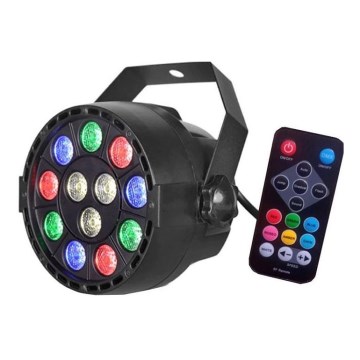 Projecteur disco LED/12W/230V multicolore + télécommande