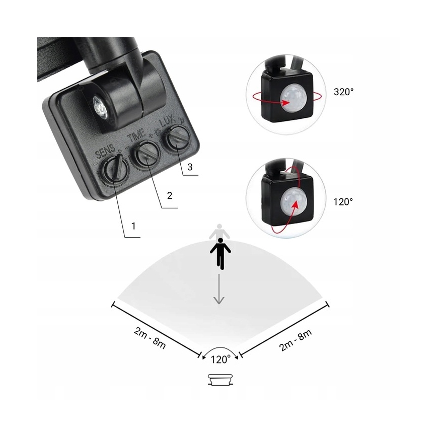 Projecteur extérieur avec détecteur LED/20W/230V 4000K IP65 noir