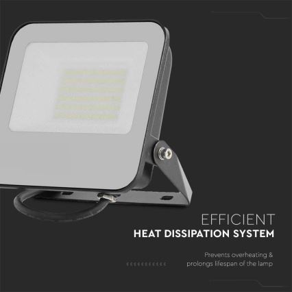 Projecteur LED/50W/230V 4000K IP65 noir