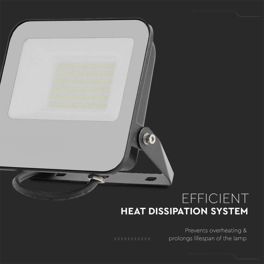 Projecteur LED/50W/230V 4000K IP65 noir